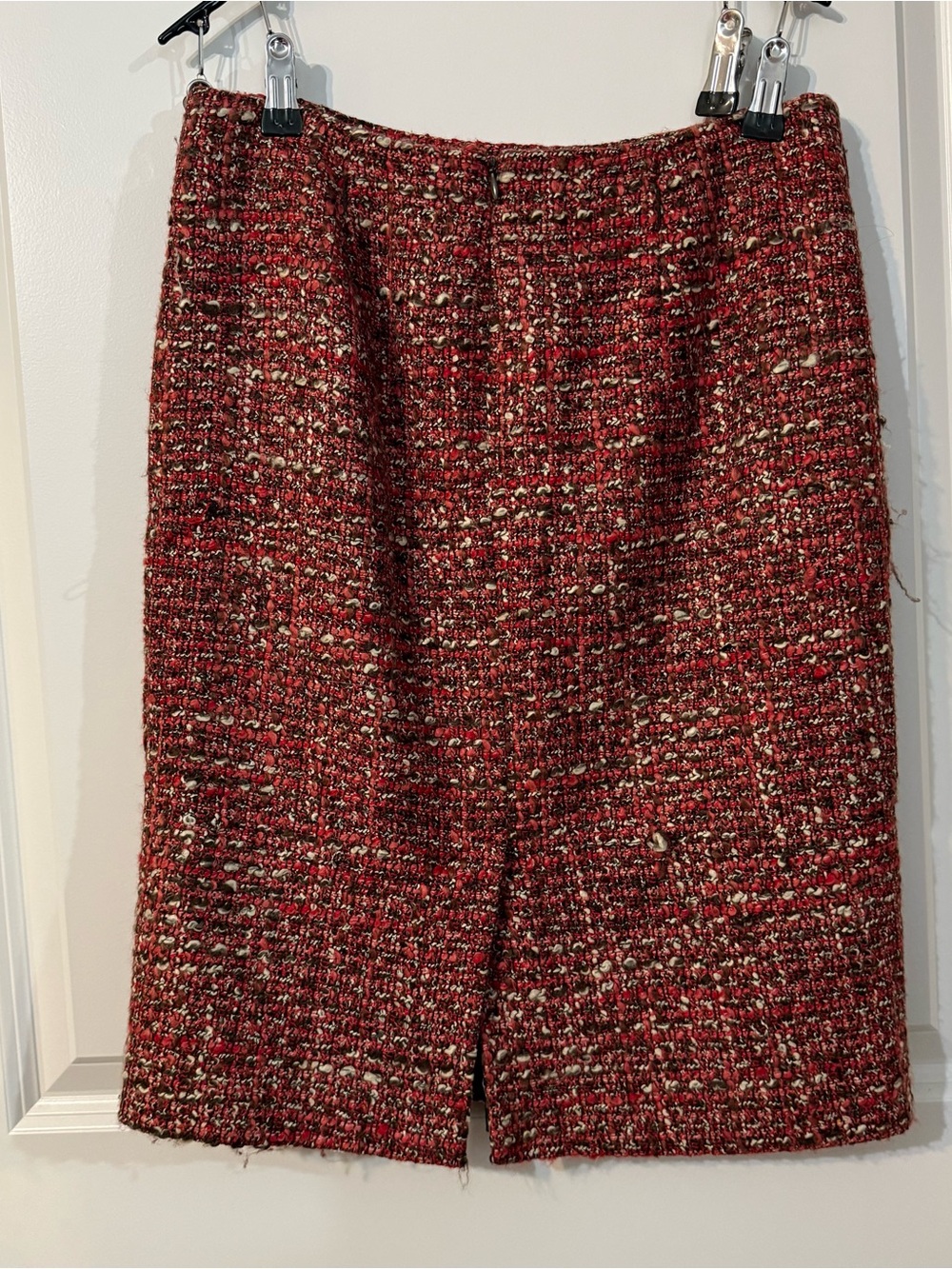 Talbots Petites Bouclé Tweed Pencil Skirt Red Multicolor Lined Career Classic - Picture 5 of 5